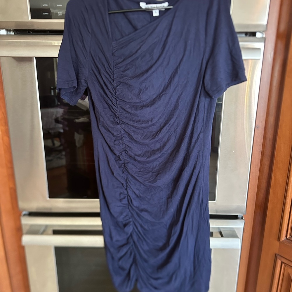 Walter Baker Navy Blue Ruched Dress